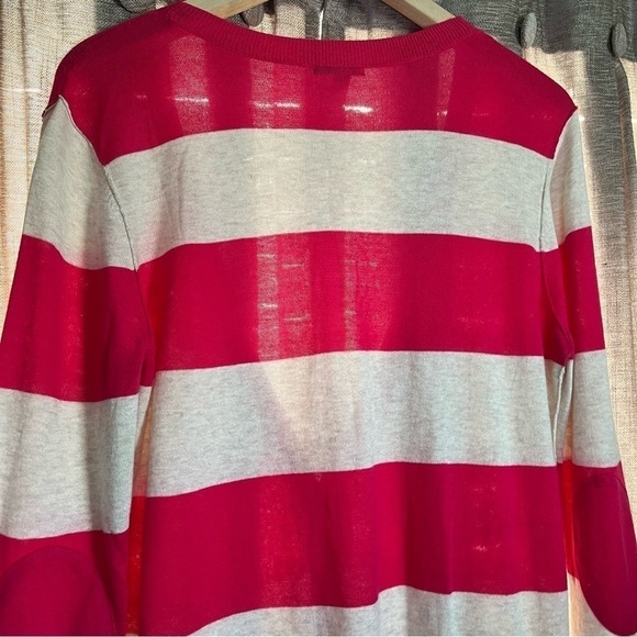 Halogen Pink Rugby Stripe Cotton Lightweight Cardigan Tunic Size Medium - Picture 10 of 11